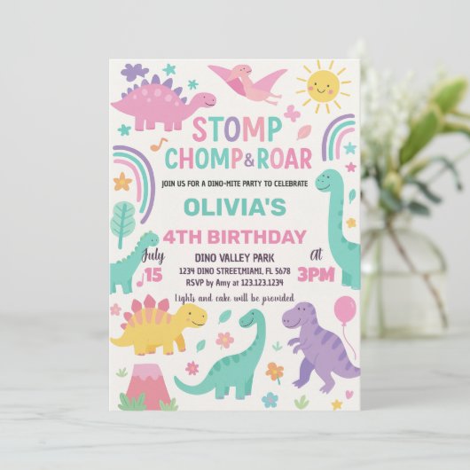 Invitations d'anniversaire de Dinosaur (Debout devant)