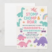 Invitations d'anniversaire de Dinosaur (Devant / Derrière)