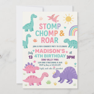 Invitations d'anniversaire de Dinosaur