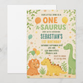 Invitations d'anniversaire de Dinosaur (Devant / Derrière)