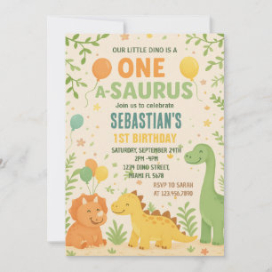 Invitations d'anniversaire de Dinosaur