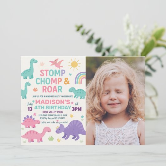 Invitations d'anniversaire de Dinosaur (Debout devant)