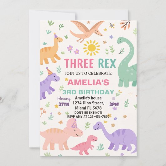 Invitations d'anniversaire de Dinosaur (Devant)