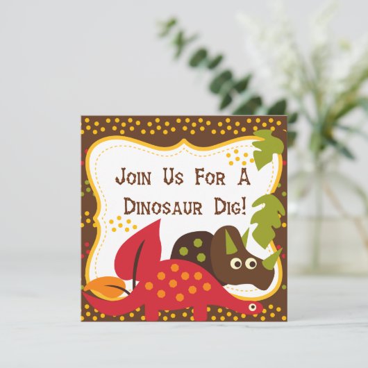 Invitations d'anniversaire de Dinosaur Dino (Debout devant)