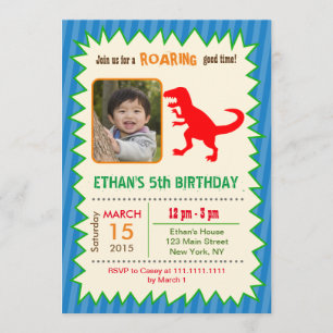 Invitations d'anniversaire de Dinosaur T REX