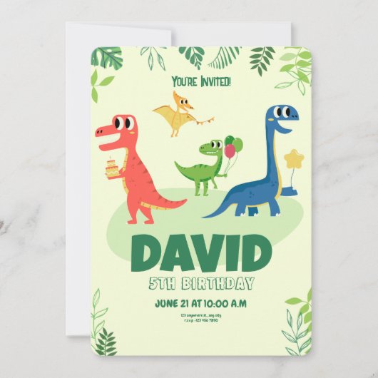 Invitations d'anniversaire de Dinosaur, T rex Wild (Devant)