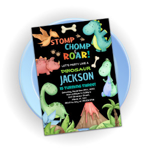 Invitations d'anniversaire de dinosaures Brown