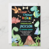 Invitations d'anniversaire de dinosaures Brown (Devant)