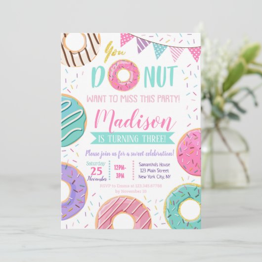 Invitations d'anniversaire de Donut (Debout devant)