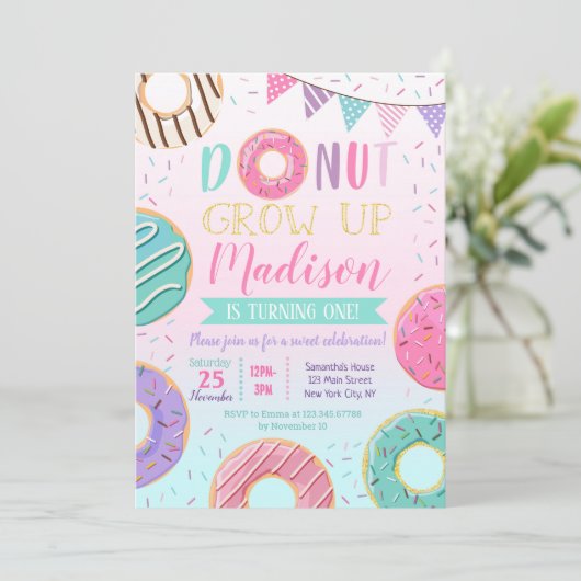 Invitations d'anniversaire de Donut (Debout devant)