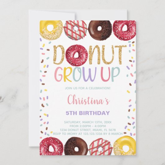 Invitations d'anniversaire de Donut jaune (Devant)