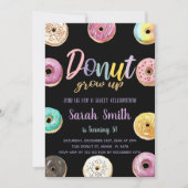 Invitations d'anniversaire de Donut rose noir (Devant)