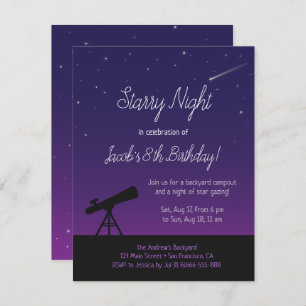 Invitations d'anniversaire de enfant d'astronomie