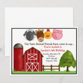 Invitations d'anniversaire de ferme (Devant / Derrière)