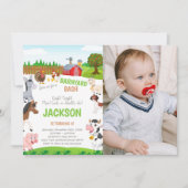 Invitations d'anniversaire de ferme avec photo (Devant)