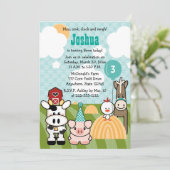 Invitations d'anniversaire de ferme de partie de (Debout devant)