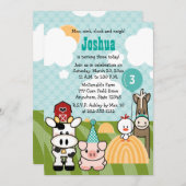 Invitations d'anniversaire de ferme de partie de (Devant / Derrière)