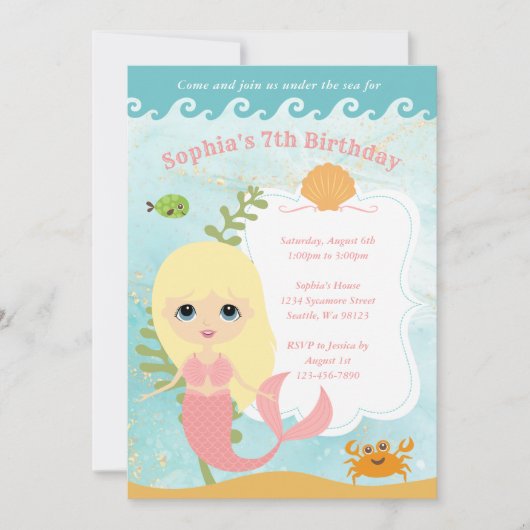 Invitations d'anniversaire de fille (Devant)