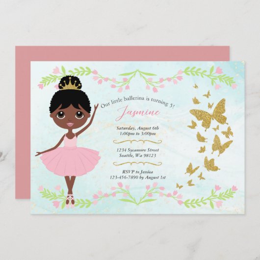 Invitations d'anniversaire de fille (Devant / Derrière)