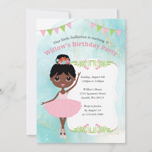 Invitations d'anniversaire de fille (Devant)