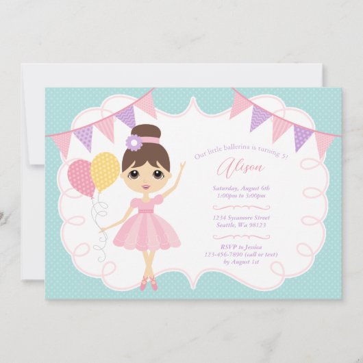 Invitations d'anniversaire de fille (Devant)