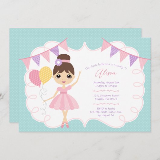 Invitations d'anniversaire de fille (Devant / Derrière)