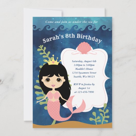 Invitations d'anniversaire de fille (Devant)