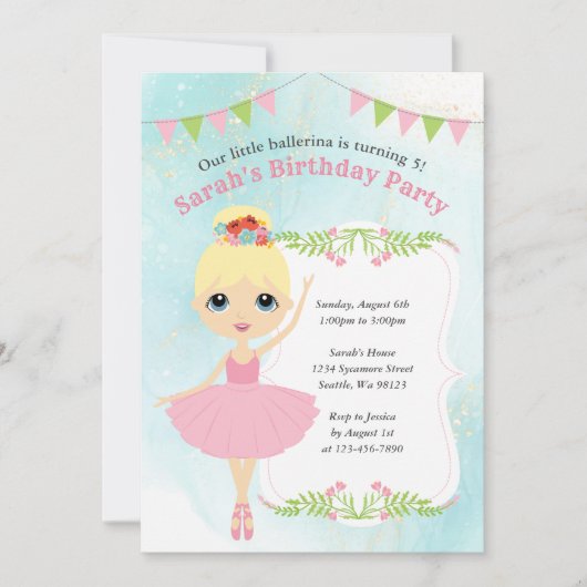 Invitations d'anniversaire de fille (Devant)