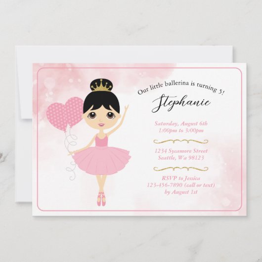 Invitations d'anniversaire de fille (Devant)