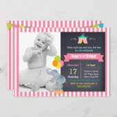 Invitations d'anniversaire de filles de carnaval (Devant / Derrière)