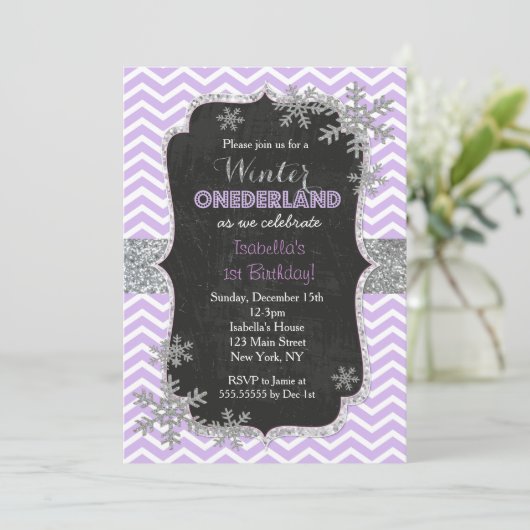 Invitations d'anniversaire de flocon de neige (Debout devant)