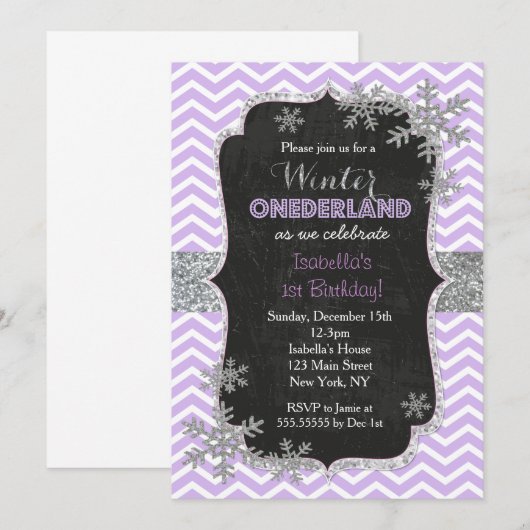 Invitations d'anniversaire de flocon de neige (Devant / Derrière)