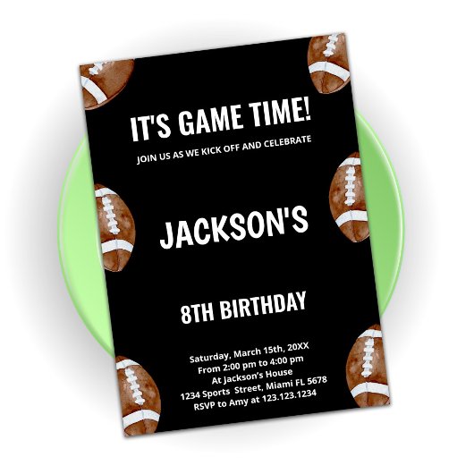 Invitations d'anniversaire de football noir
