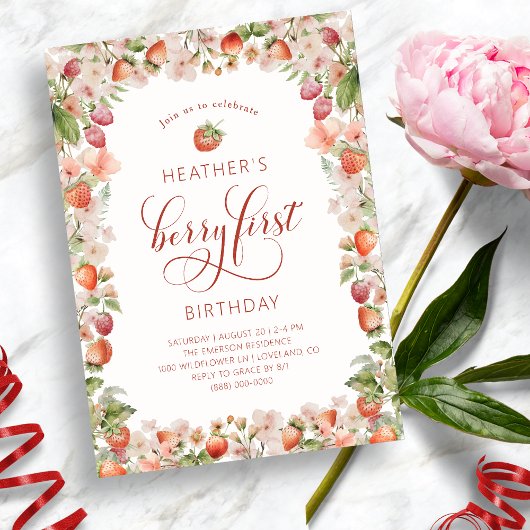 Invitations d'anniversaire de fraises