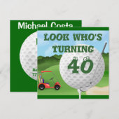 Invitations d'anniversaire de golf d'amusement (Devant / Derrière)