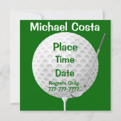 Invitations d'anniversaire de golf d'amusement (Dos)