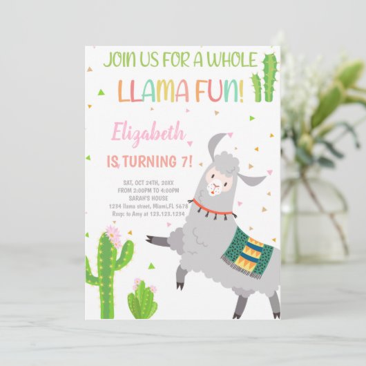 Invitations d'anniversaire de Grey Llama (Debout devant)