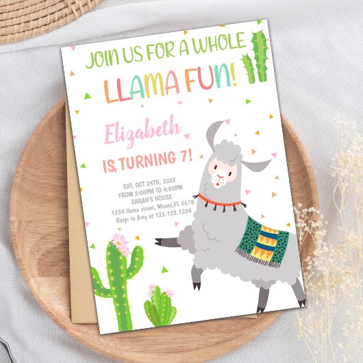 Invitations d'anniversaire de Grey Llama