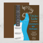 Invitations d'anniversaire de guitare de vedette (Devant / Derrière)