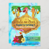 Invitations d'anniversaire de Hula Girls (Devant / Derrière)