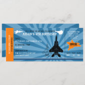 Invitations d'anniversaire de Jet Plane (Blue Oran (Devant / Derrière)