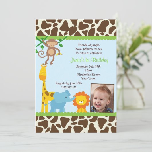 Invitations d'anniversaire de jungle (Debout devant)
