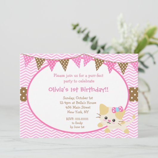 Invitations d'anniversaire de Kitty Cat (Debout devant)