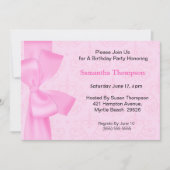 Invitations d'anniversaire de la Bow rose (Devant)