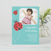 Invitations d'anniversaire de la coccinelle bleue  (Debout devant)
