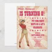 Invitations d'anniversaire de la cow-girl de (Devant / Derrière)
