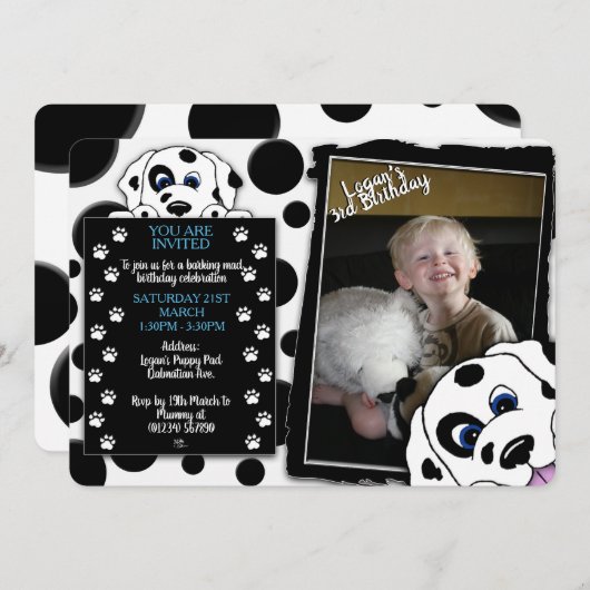 Invitations d'anniversaire de la Dalmatie (Devant / Derrière)