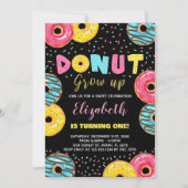 Invitations d'anniversaire de la Donut jaune noir (Devant)