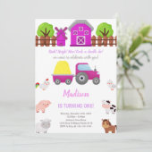 Invitations d'anniversaire de la ferme rose (Debout devant)