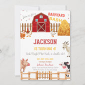 Invitations d'anniversaire de la ferme rouge (Devant)